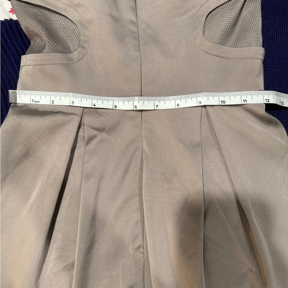 Elegant Sleeveless Mesh Cocktail Dress in Taupe - Picture 7 of 10